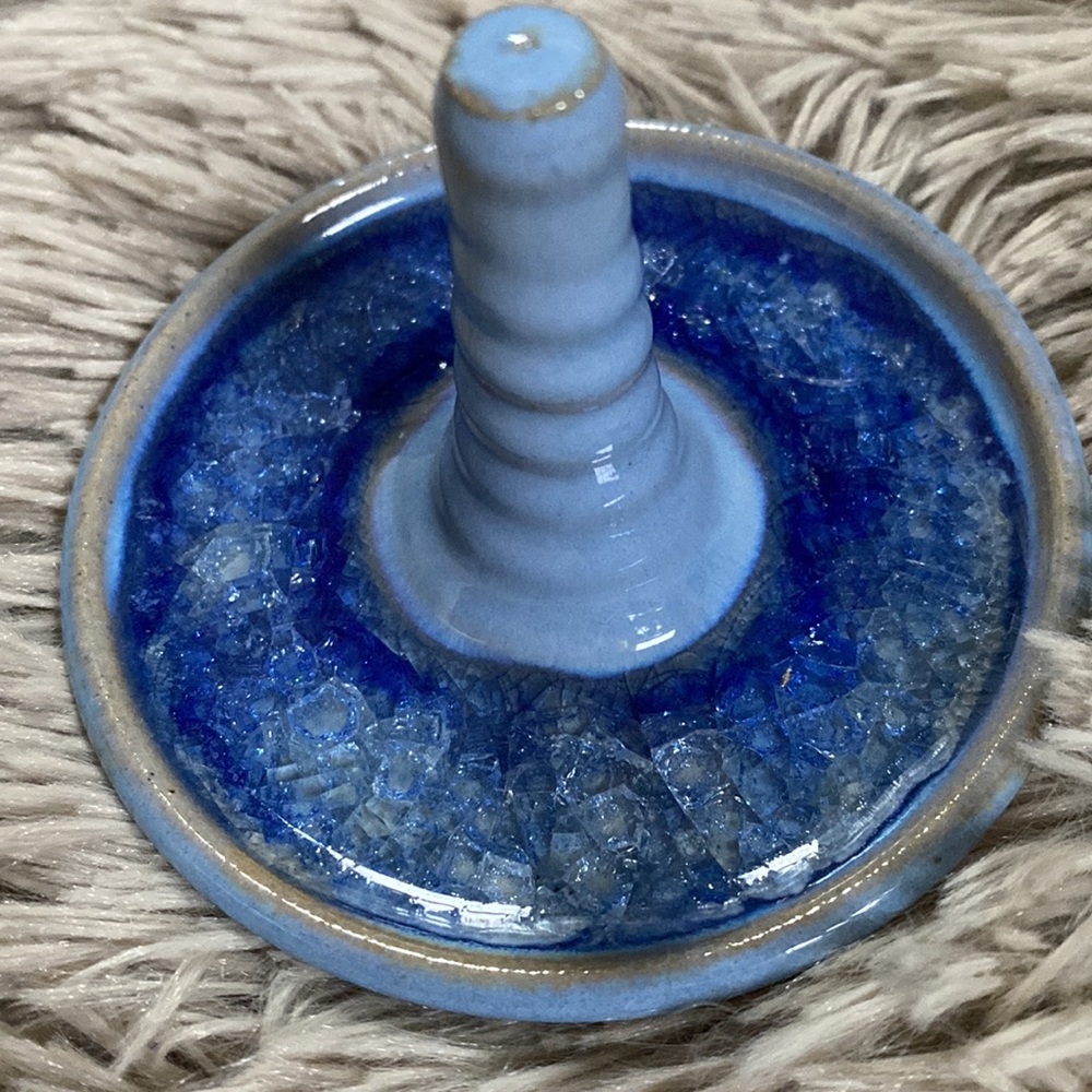 PALOMA POTTERY RECYCLED GLASS GLAZED POTTERY RING HOLDER JEWELRY DISH EUC - Picture 3 of 6